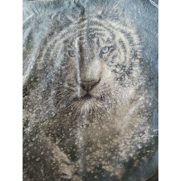 Vintage Big Cats White Tiger Blue & White Bleached Youth Tee, Size Small - Picture 2 of 6